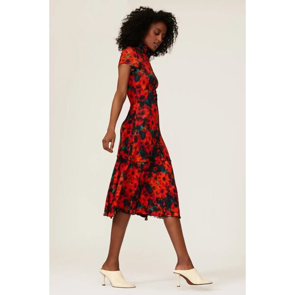 Proenza Schouler White Label Sunflower Floral-Print Midi Dress Size M - Picture 2 of 12